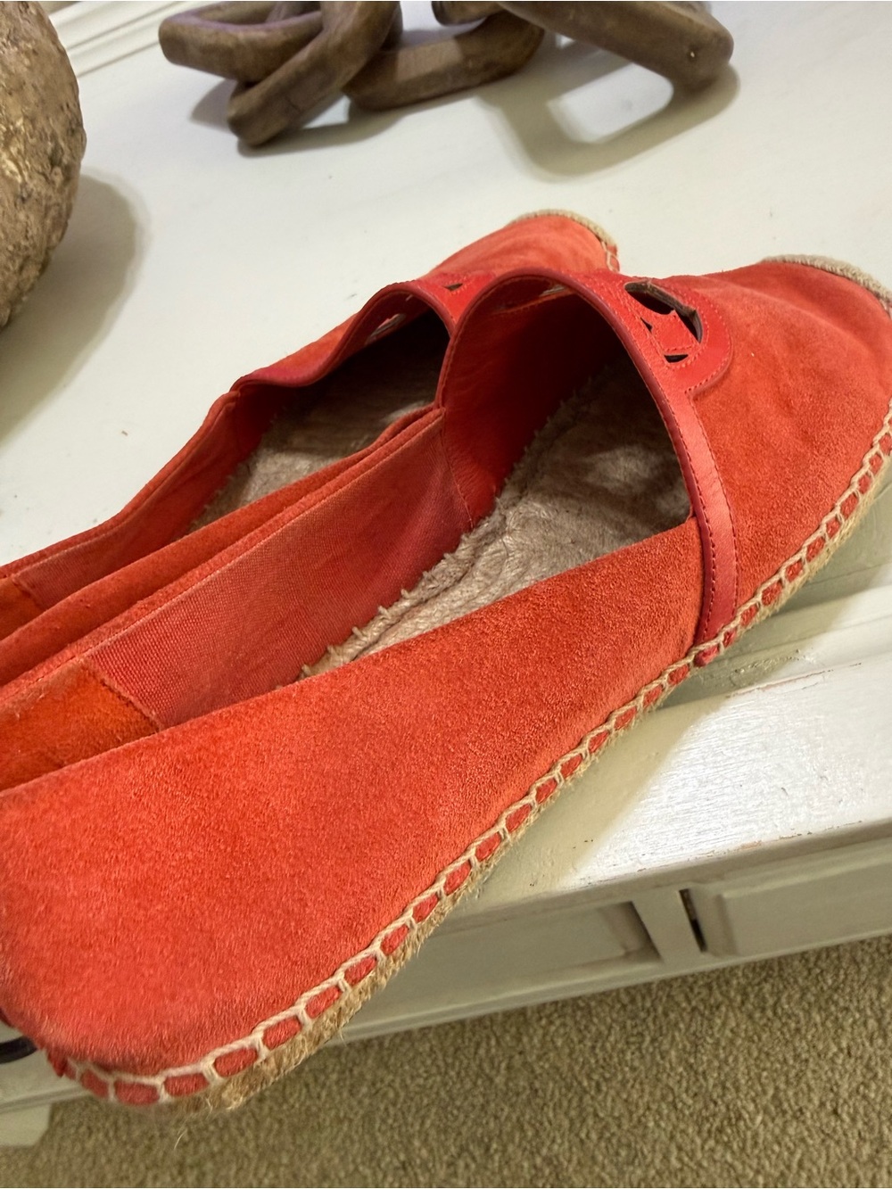 ($225) TORY BURCH Sydney Orange Suede Espadrille Flats 10 - Picture 9 of 13